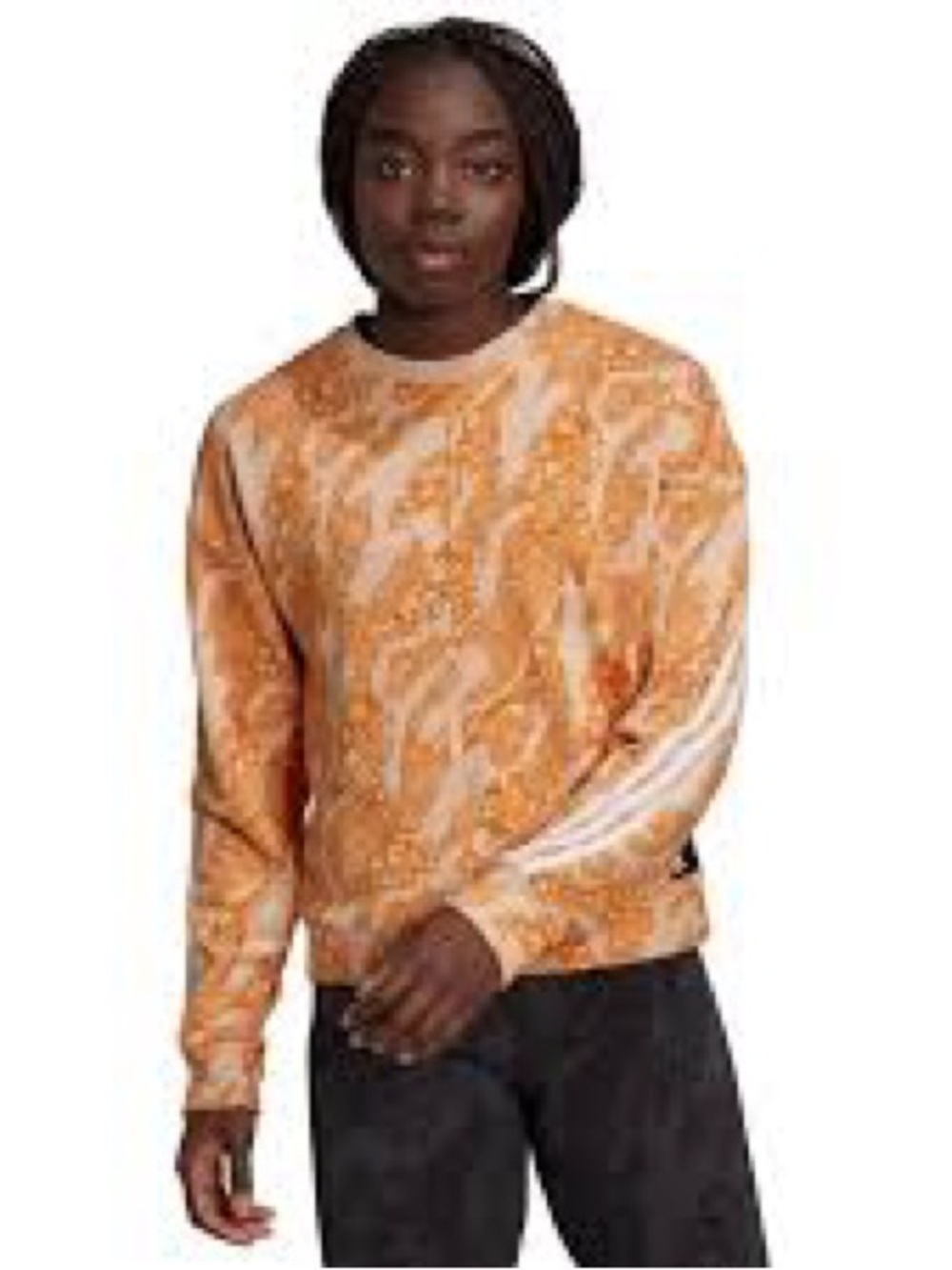 adidas Orange Patterned Crewneck Sweatshirt